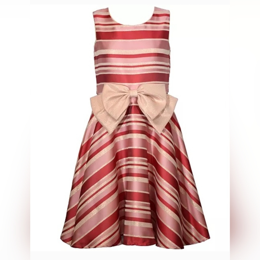 Big Girl Sleeveless Jacquard stripe dress